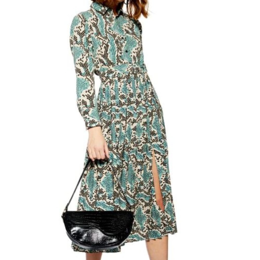TOPSHOP Python Pleated Shirtdress